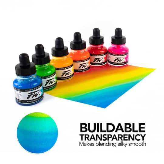 Daler-Rowney® FW Acrylic Neon Ink with Empty Marker Set